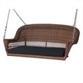 Jeco Honey Wicker Porch Swing With Black Cushion W00205S-C-FS017